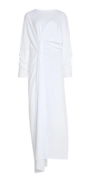 Knotted Jersey Dress in White by A.W.A.K.E. Mode-A.W.A.K.E. Mode-Idlewild