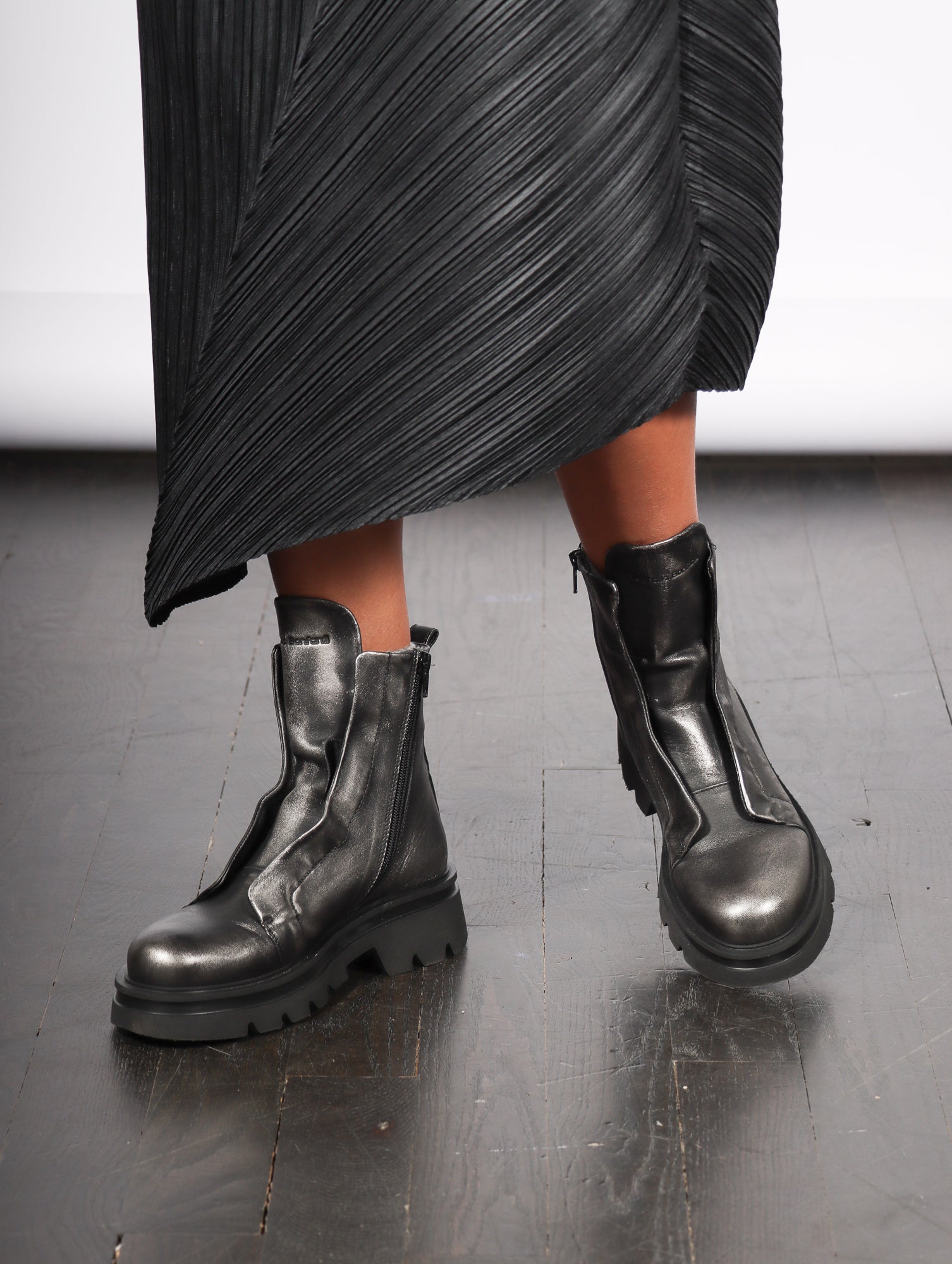 Kuni No Lace Boot in Faded Silver by Patrizia Bonfanti Kuni No Lace Boot in Faded Silver by Patrizia Bonfanti