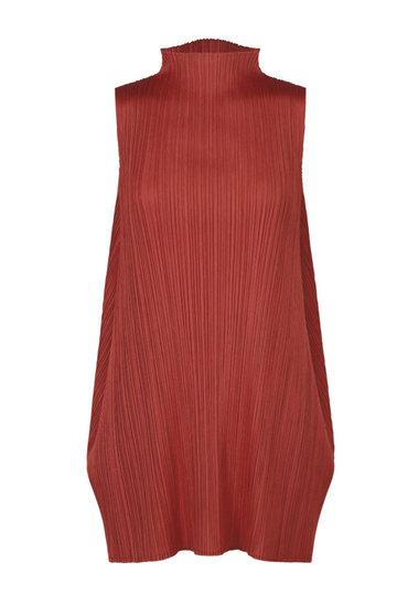 Lamp Shade Dress in Dark Red by Pleats Please Issey Miyake-Dresses-Pleats Please Issey Miyake-Idlewild