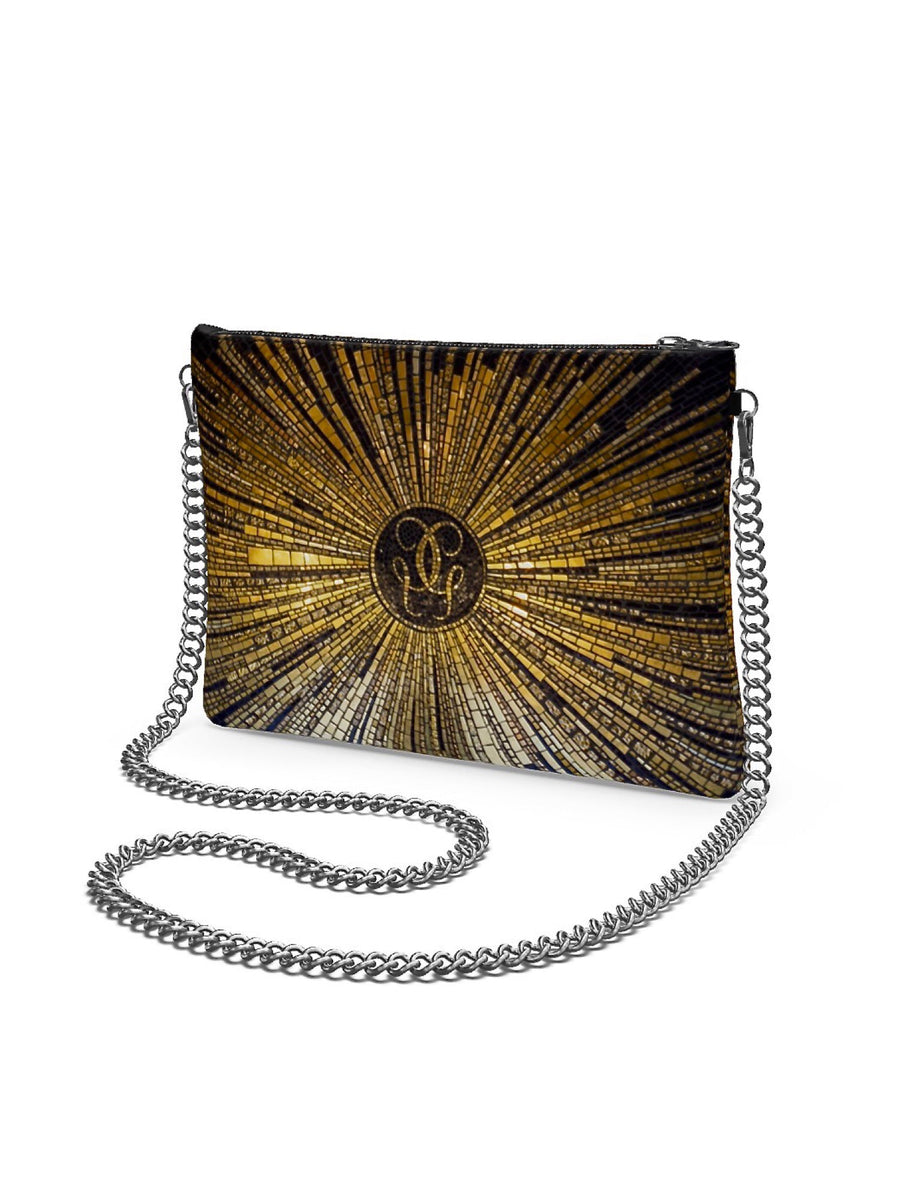 Leather Crossbody Bag in Gold Parisian Tile Floor by Jessica Murray-Idlewild