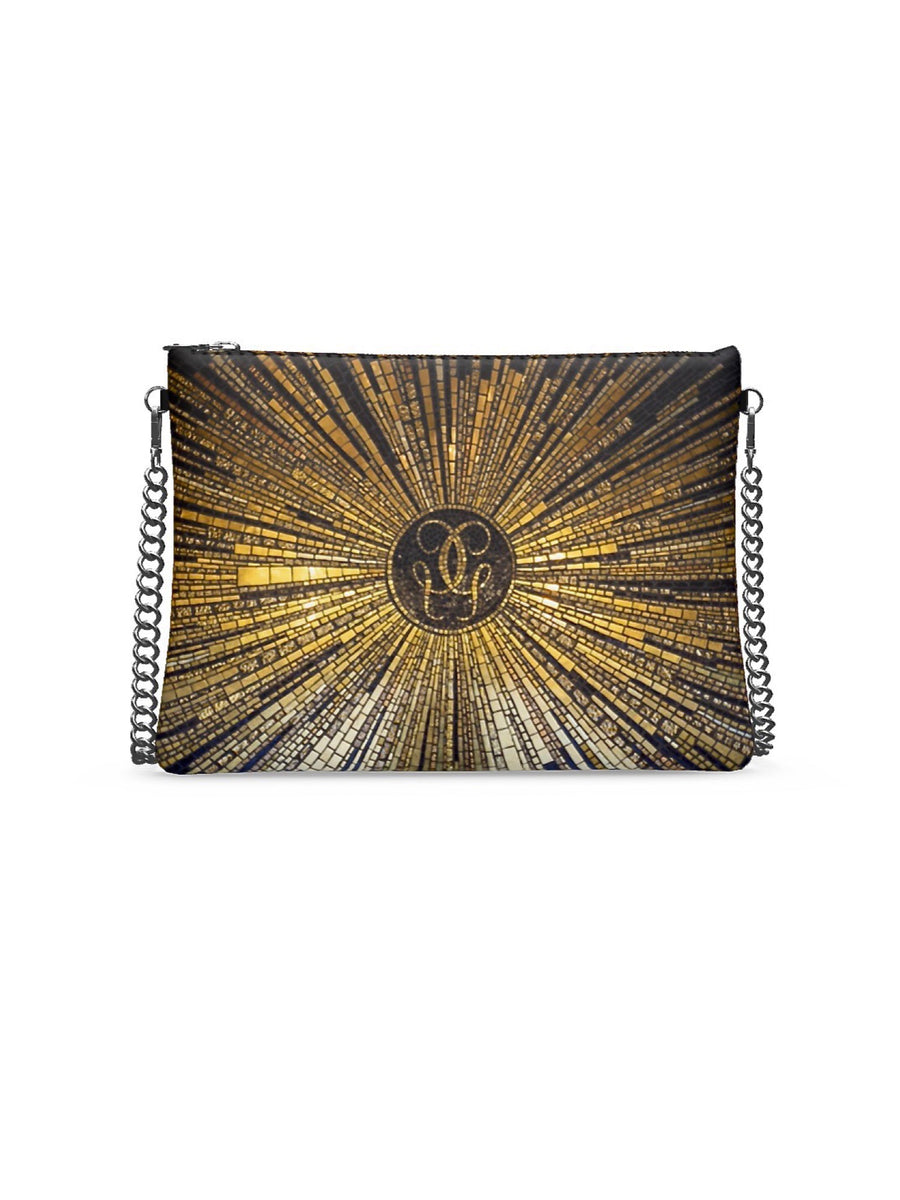Leather Crossbody Bag in Gold Parisian Tile Floor by Jessica Murray-Idlewild