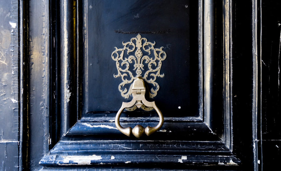 Leather Pouch in Black Parisian Door in Paris by Jessica Murray-Idlewild