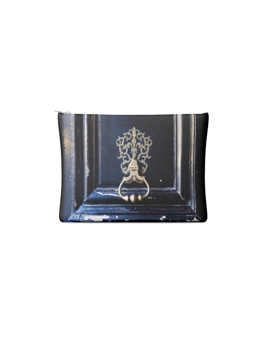 Leather Pouch in Black Parisian Door in Paris by Jessica Murray-Idlewild
