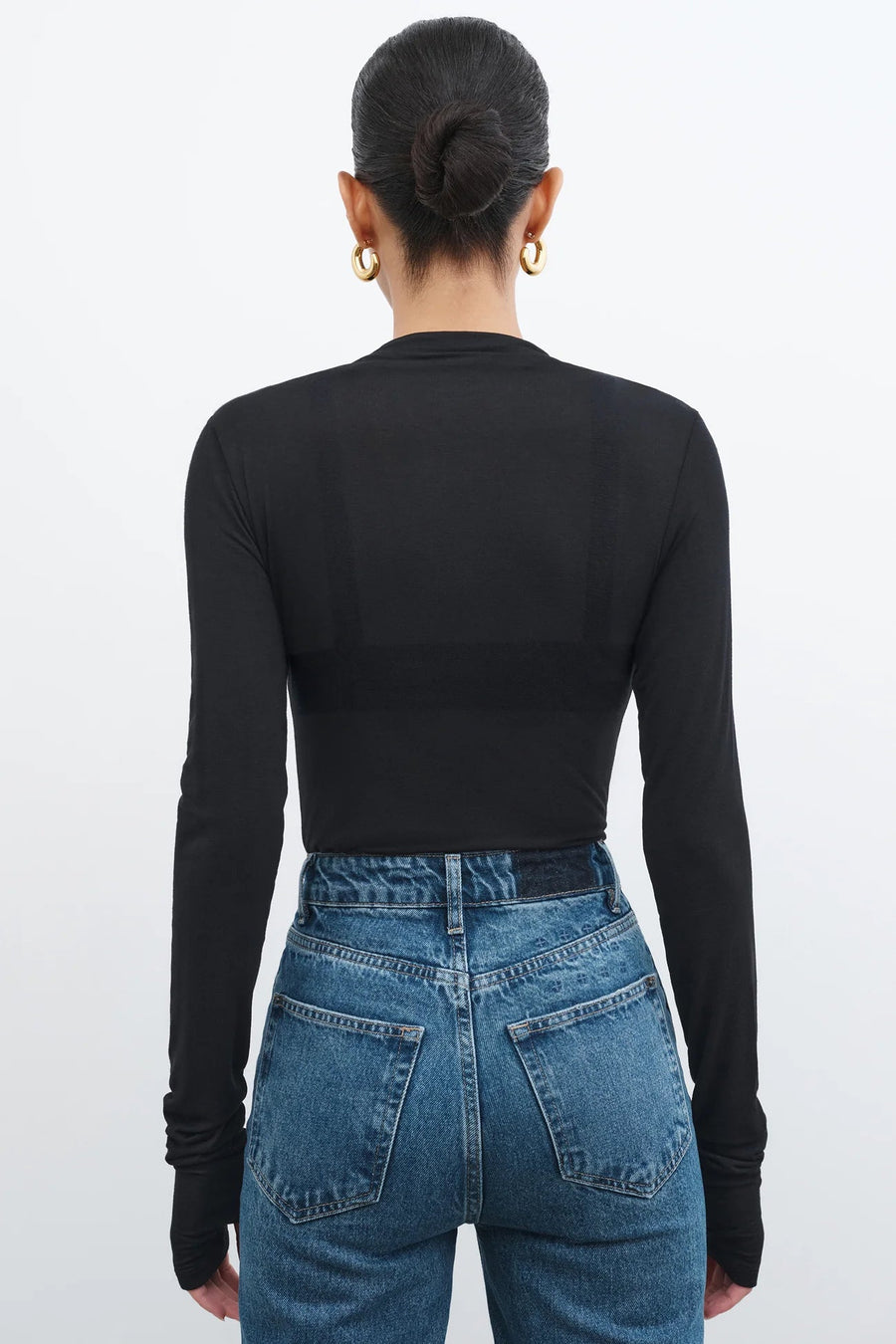 Liana Mock Turtleneck Top in Black by Marcella