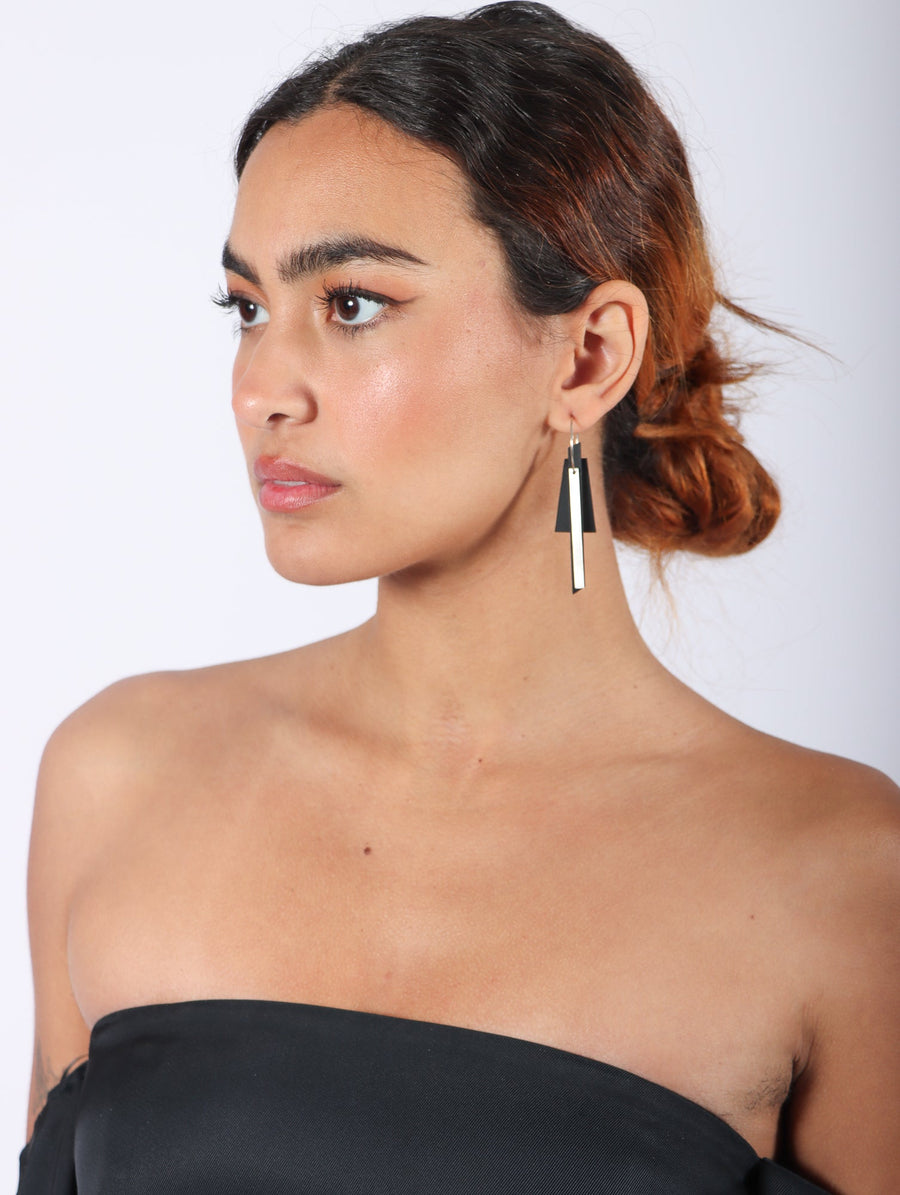 Liberta Bar Hoop Earrings in Black by Aumorfia-Idlewild