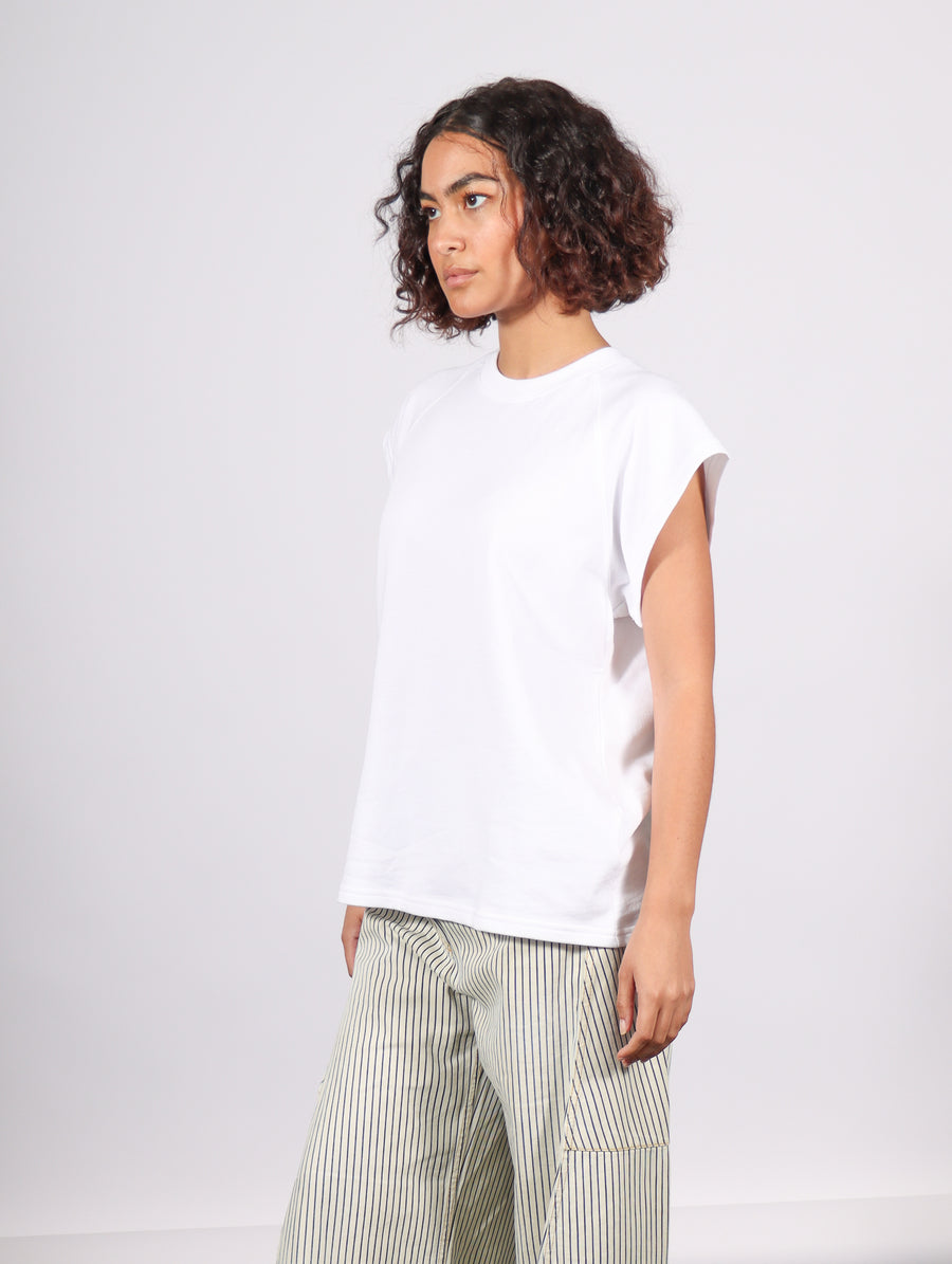 Summer Sweatshirting Easy Top in White by Tibi-Idlewild