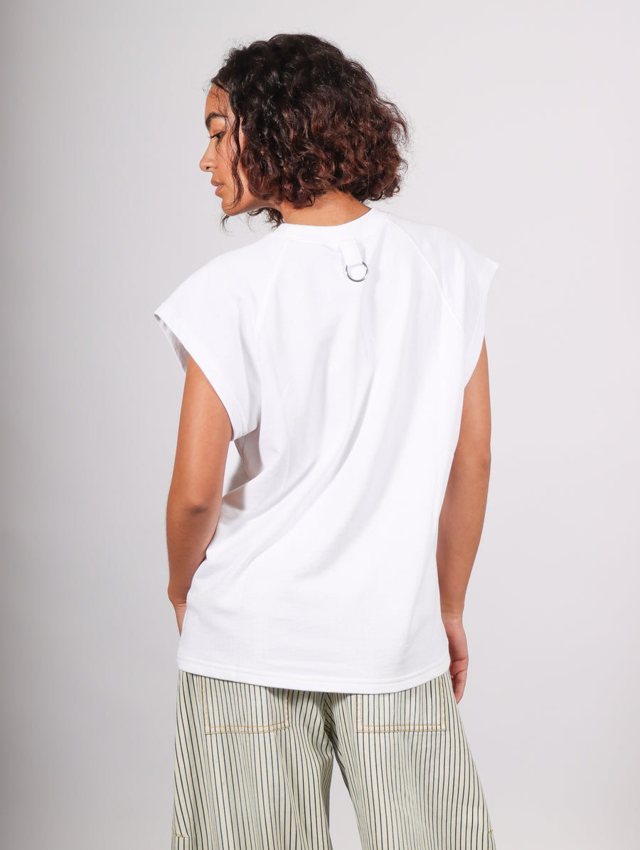 Summer Sweatshirting Easy Top in White by Tibi-Idlewild