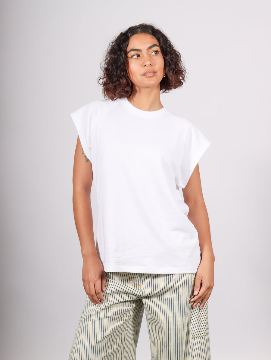 Summer Sweatshirting Easy Top in White by Tibi-Idlewild