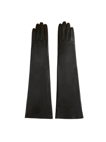 Long Leather Gloves in Black by Liviana Conti