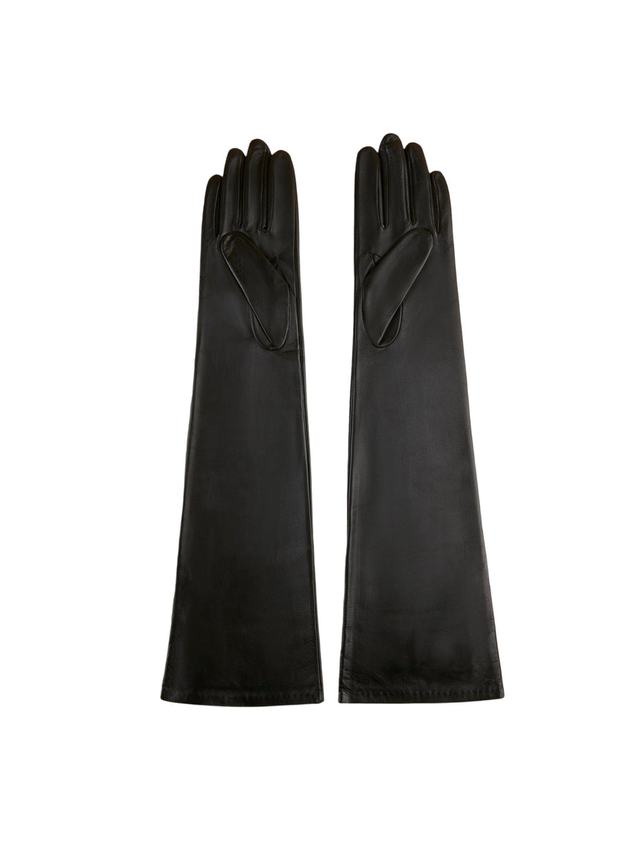 Long Leather Gloves in Black by Liviana Conti