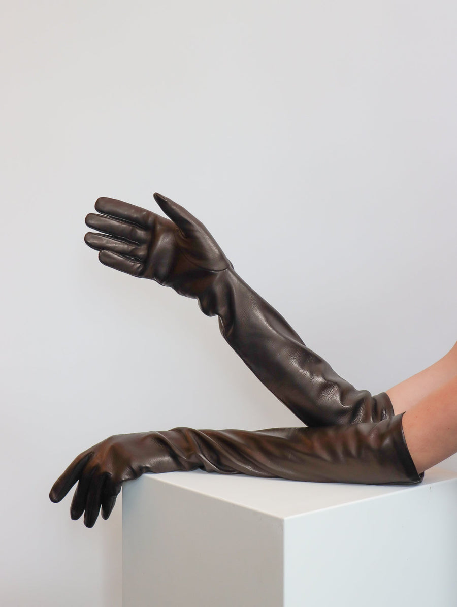 Long Leather Gloves in Warm Black by Liviana Conti-Liviana Conti-Idlewild