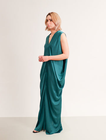 Long Libi Dress in Deep Teal by Zero + Maria Cornejo-Zero + Maria Cornejo-Idlewild