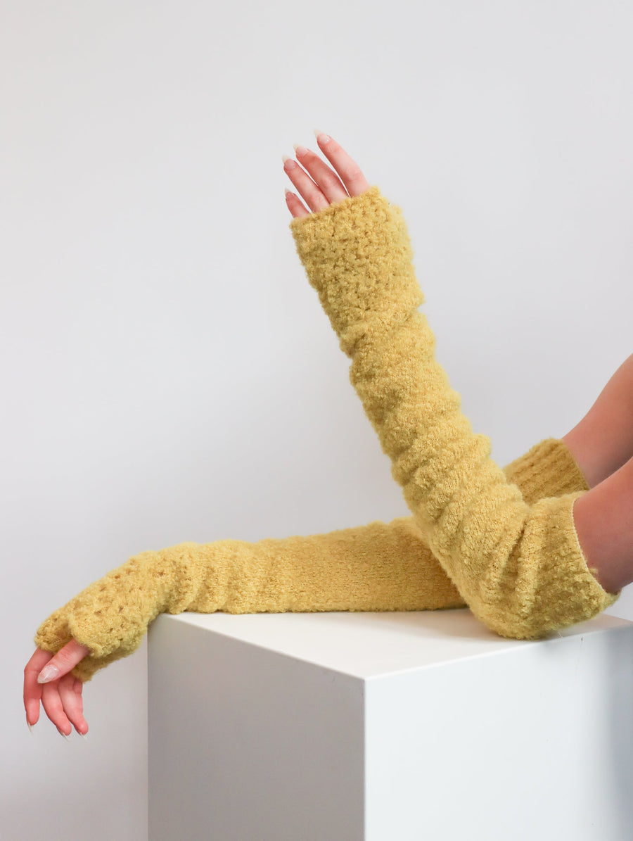 Long Line Mittens in Lemon Zest by Amano by Lorena Laing