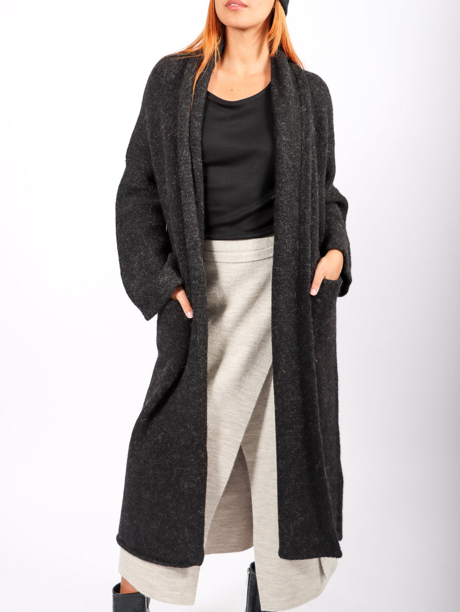 Long Shawl Cardigan in Melange Black by Lauren Manoogian-Idlewild