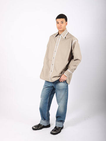 Long Sleeved Shirt in Taupe by MM6 Maison Margiela-Idlewild