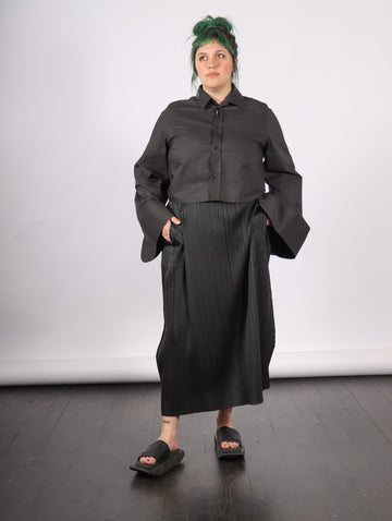 Long Sleeved Shirt in Washed Black by MM6 Maison Margiela-Idlewild