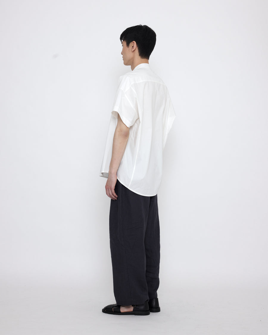 Mandarin Cocoon Short Sleeves Shirt in Off-White by 7115 by Szeki-7115 by Szeki-Idlewild