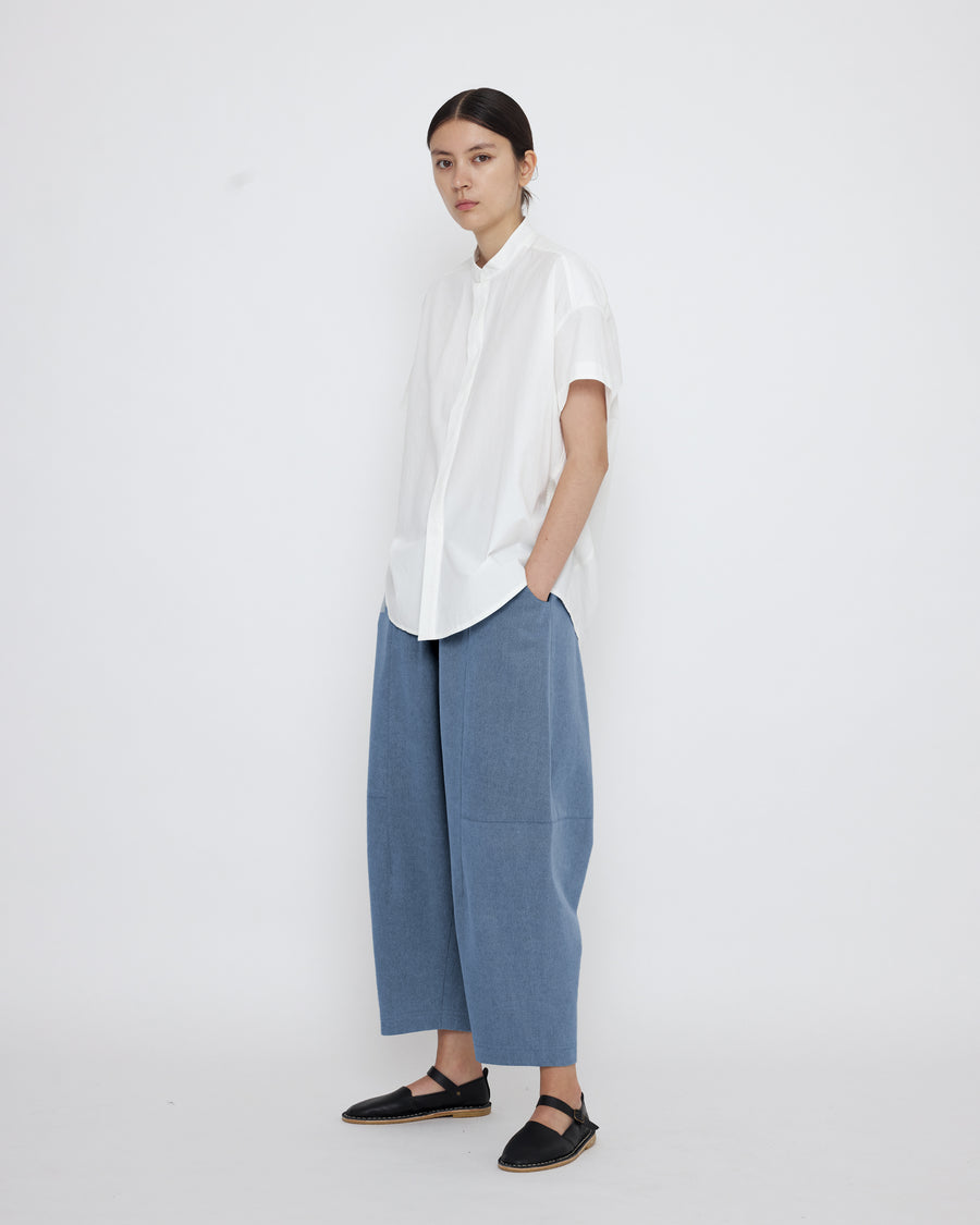 Mandarin Cocoon Short Sleeves Shirt in Off-White by 7115 by Szeki-7115 by Szeki-Idlewild