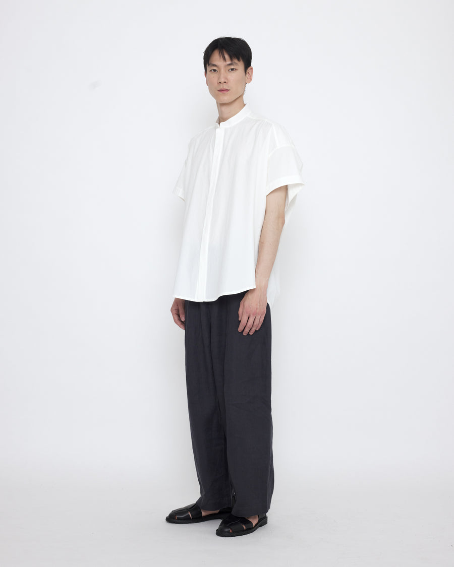 Mandarin Cocoon Short Sleeves Shirt in Off-White by 7115 by Szeki-7115 by Szeki-Idlewild