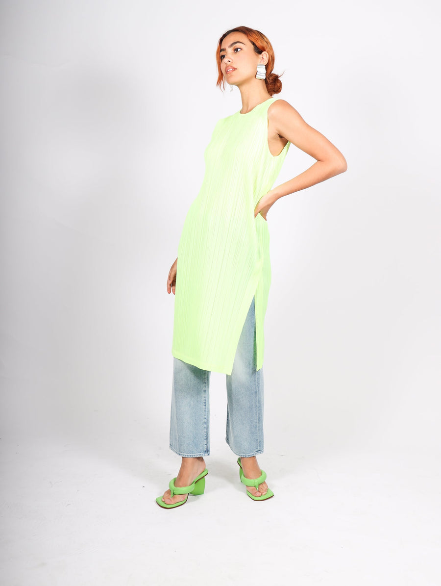 March Monthly Colors Tunic in Neon Yellow by Pleats Please Issey Miyake