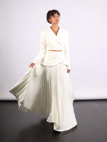 Cropped Wrap Around Jacket in Ivory by A.W.A.K.E. Mode-Idlewild