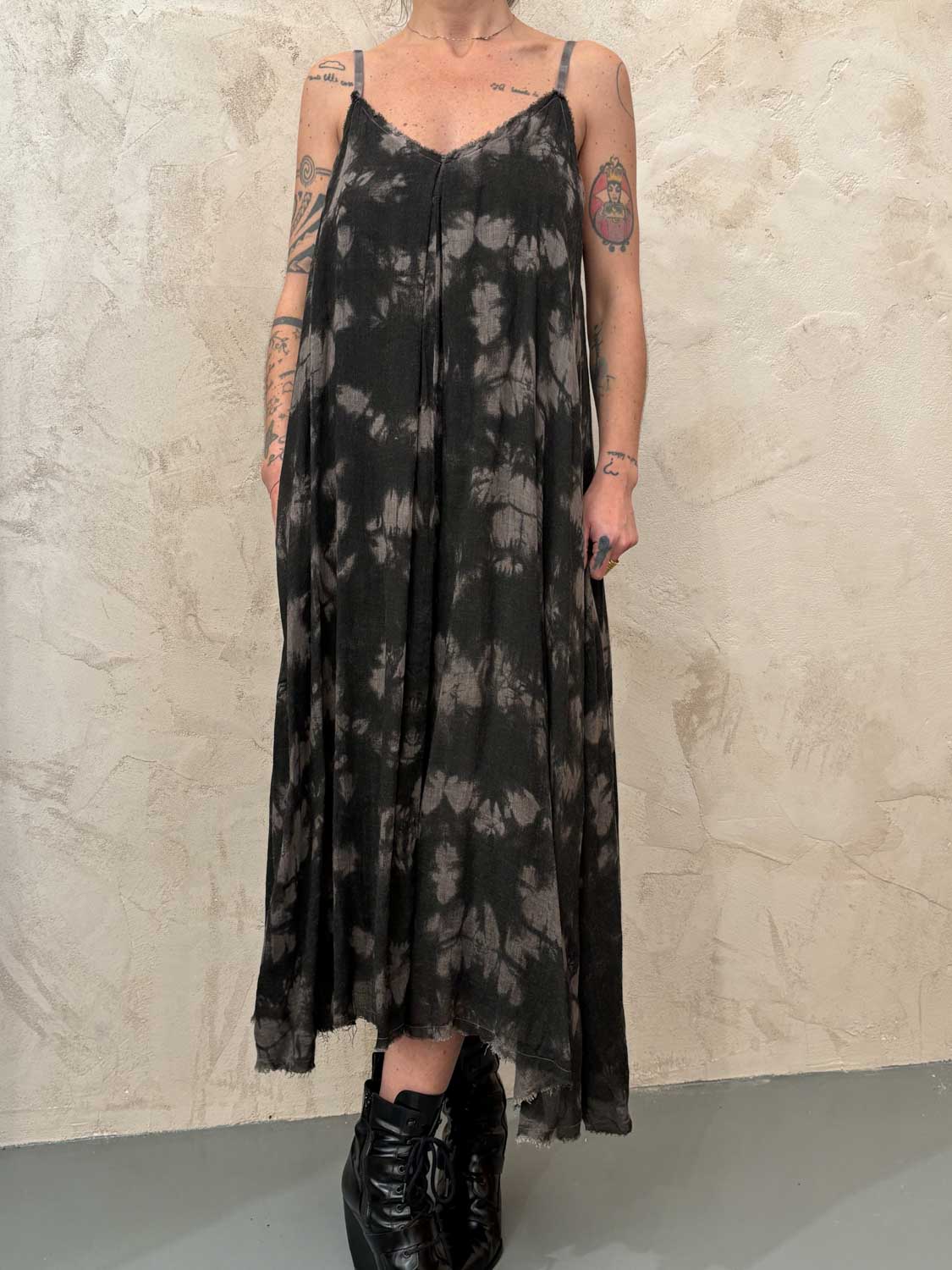 Maxi Slip Dress in Ash Grey by Sanctamuerte-Dresses-SANCTAMUERTE-Idlewild