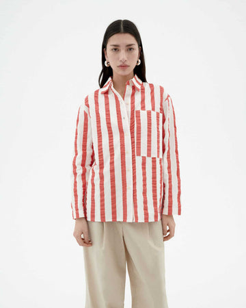 Maxi Stripes Marcelle Blouse in Red by Thinking Mu-Thinking Mu-Idlewild
