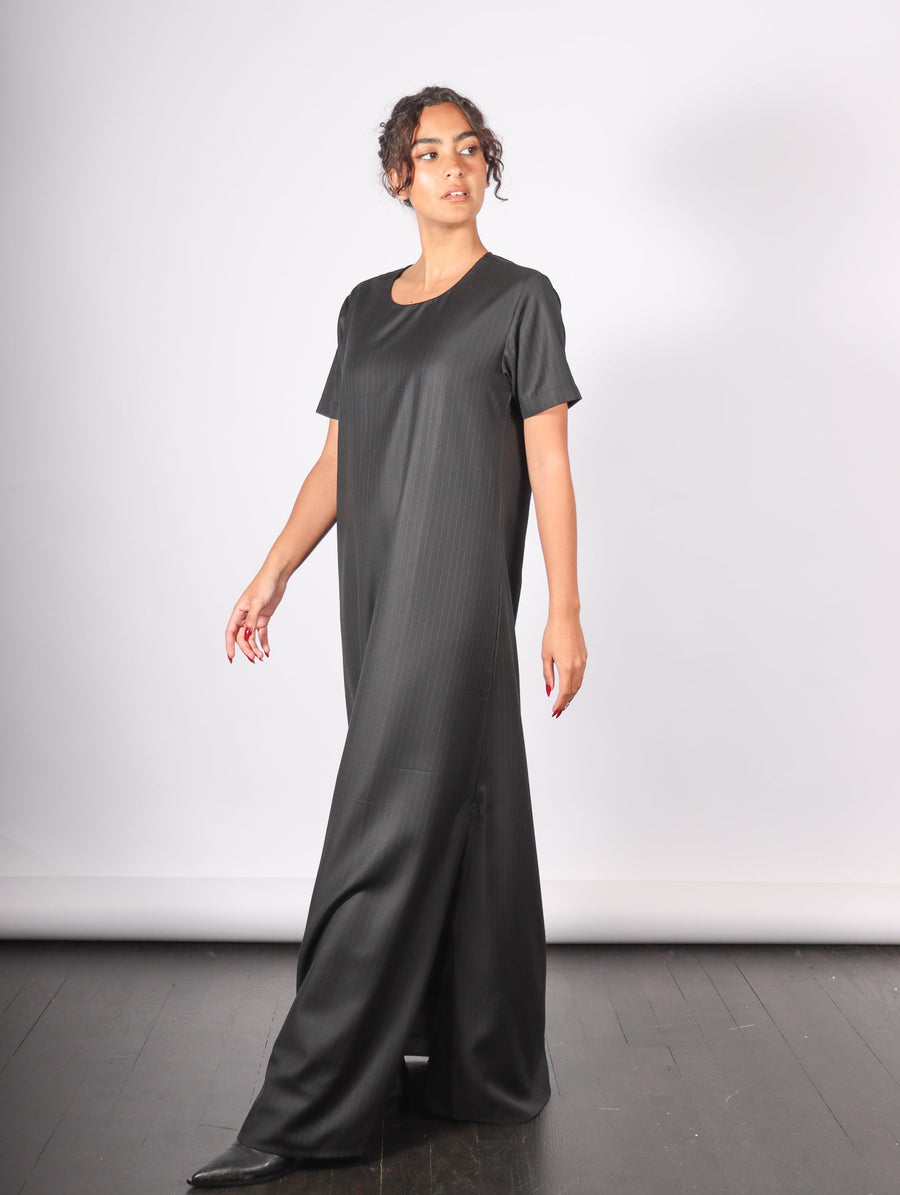 Maxi T-Shirt Dress in Large Scale Pinstripes by Shwetambari