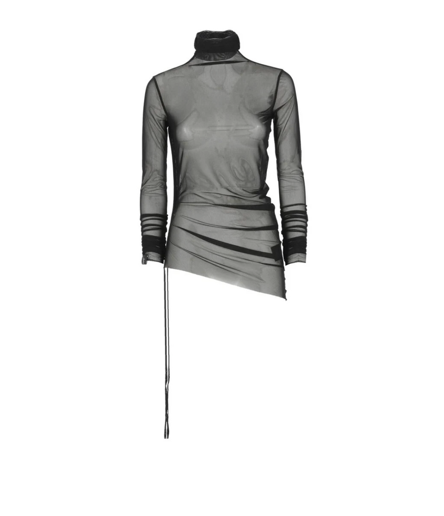 Mesh Turtleneck in Black by Andrea Ya'aqov