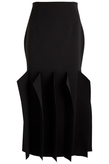 Midi Length Skirt with Hem Panel Detail in Black by A.W.A.K.E. Mode-A.W.A.K.E. Mode-Idlewild
