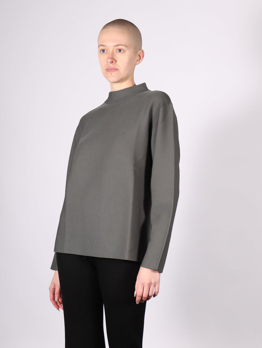 Mockneck Long Sleeve T Shirt in Iron Gray by CFCL