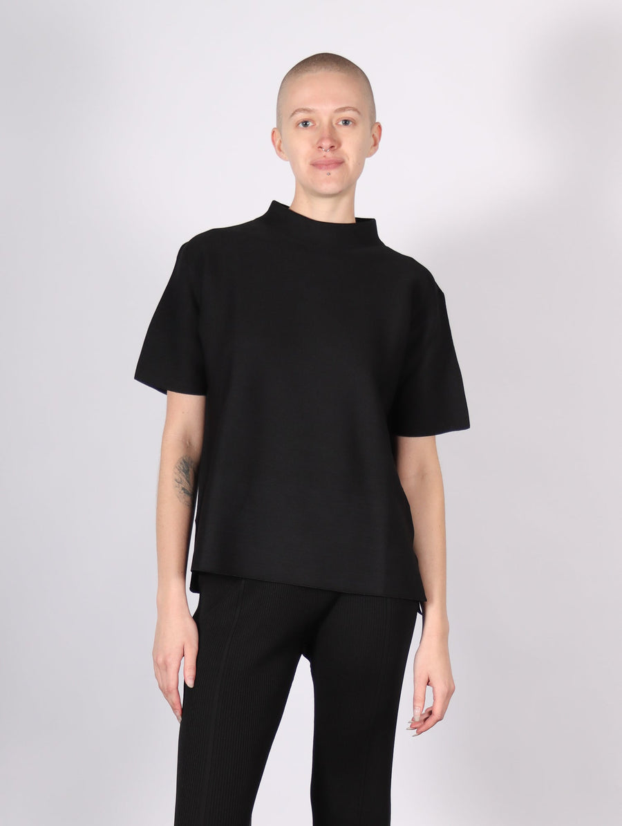 Mockneck Short Sleeve T Shirt in Black by CFCL