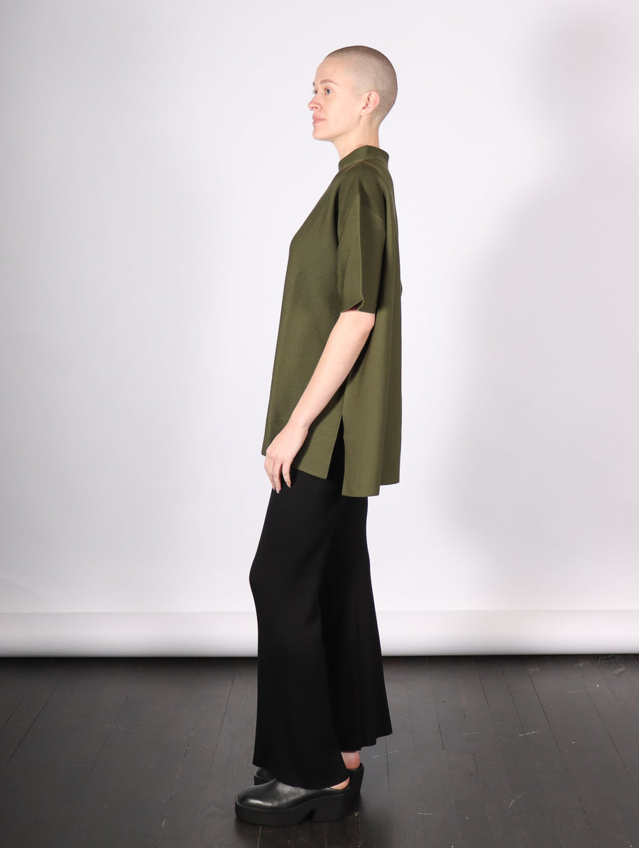 Mockneck Short Sleeve T Shirt in Fern Green by CFCL