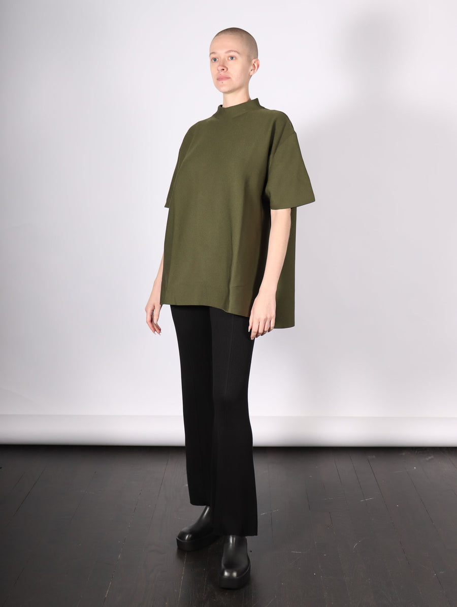 Mockneck Short Sleeve T Shirt in Fern Green by CFCL