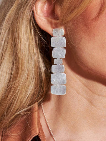 Mod Cairn Statement Earrings in Sterling Silver by Mulxiply