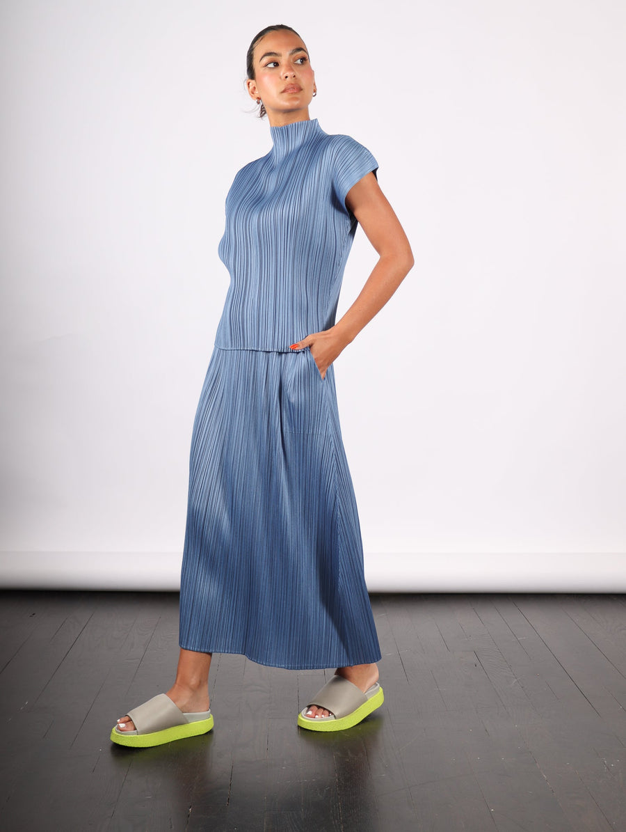 Monthly Colors June Top in Steel Blue by Pleats Please Issey Miyake-Idlewild