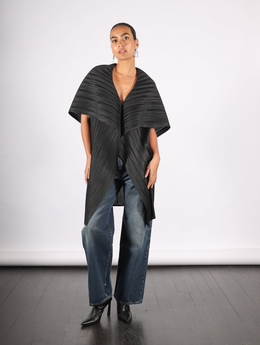 Monthly Colors November Vest in Black by Pleats Please Issey Miyake