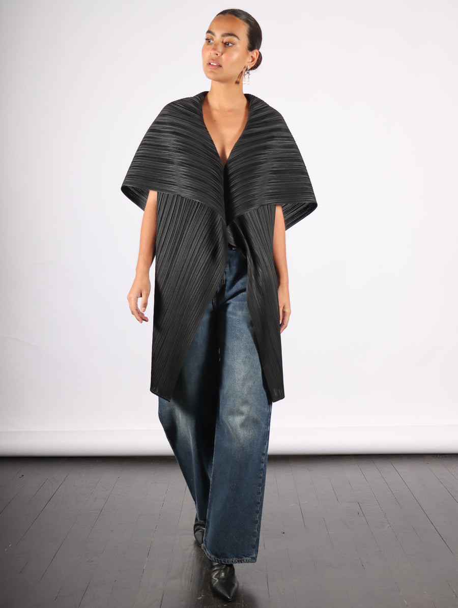 Monthly Colors November Vest in Black by Pleats Please Issey Miyake