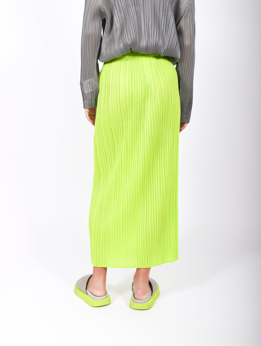 New Colorful Basics 3 Skirt in Yellow Green by Pleats Please Issey Miyake-Idlewild