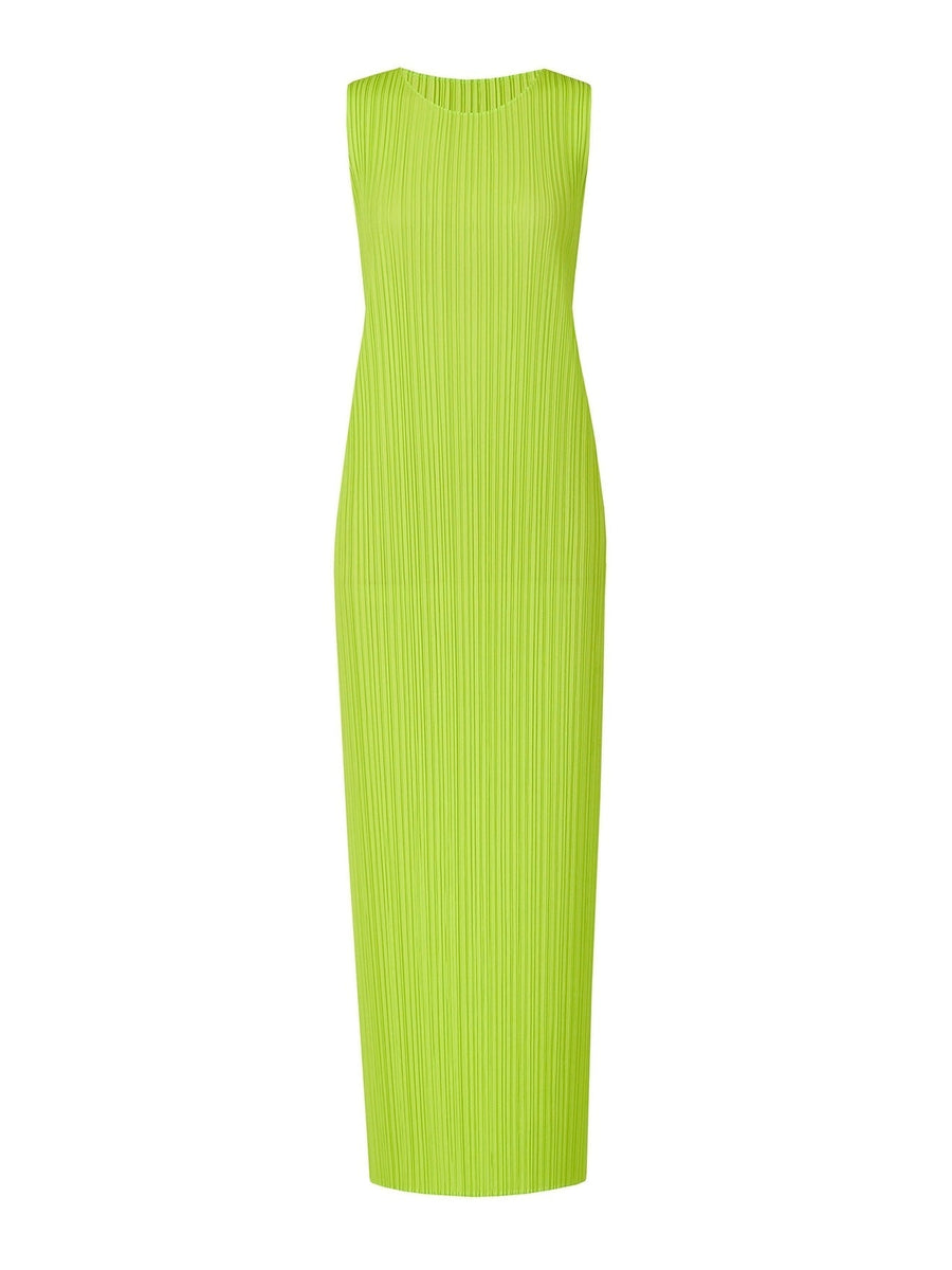 New Colorful Basics 3 Sleeveless Dress in Yellow Green by Pleats Please Issey Miyake-Pleats Please Issey Miyake-Idlewild