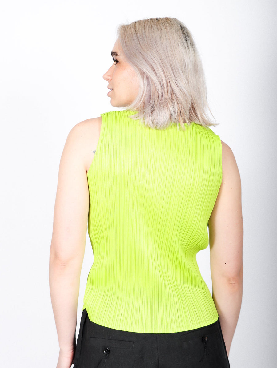 New Colorful Basics 3 Top in Yellow Green by Pleats Please Issey