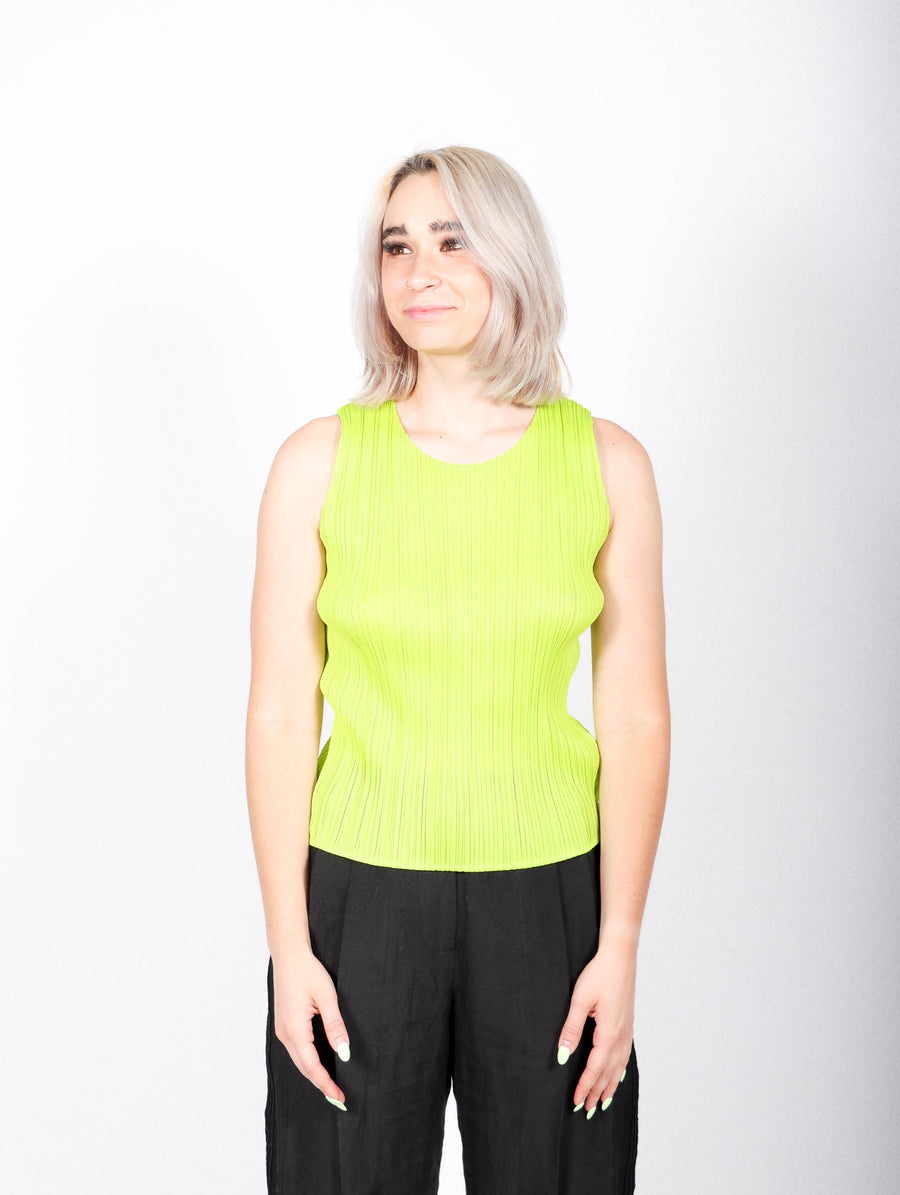 New Colorful Basics 3 Top in Yellow Green by Pleats Please Issey Miyake