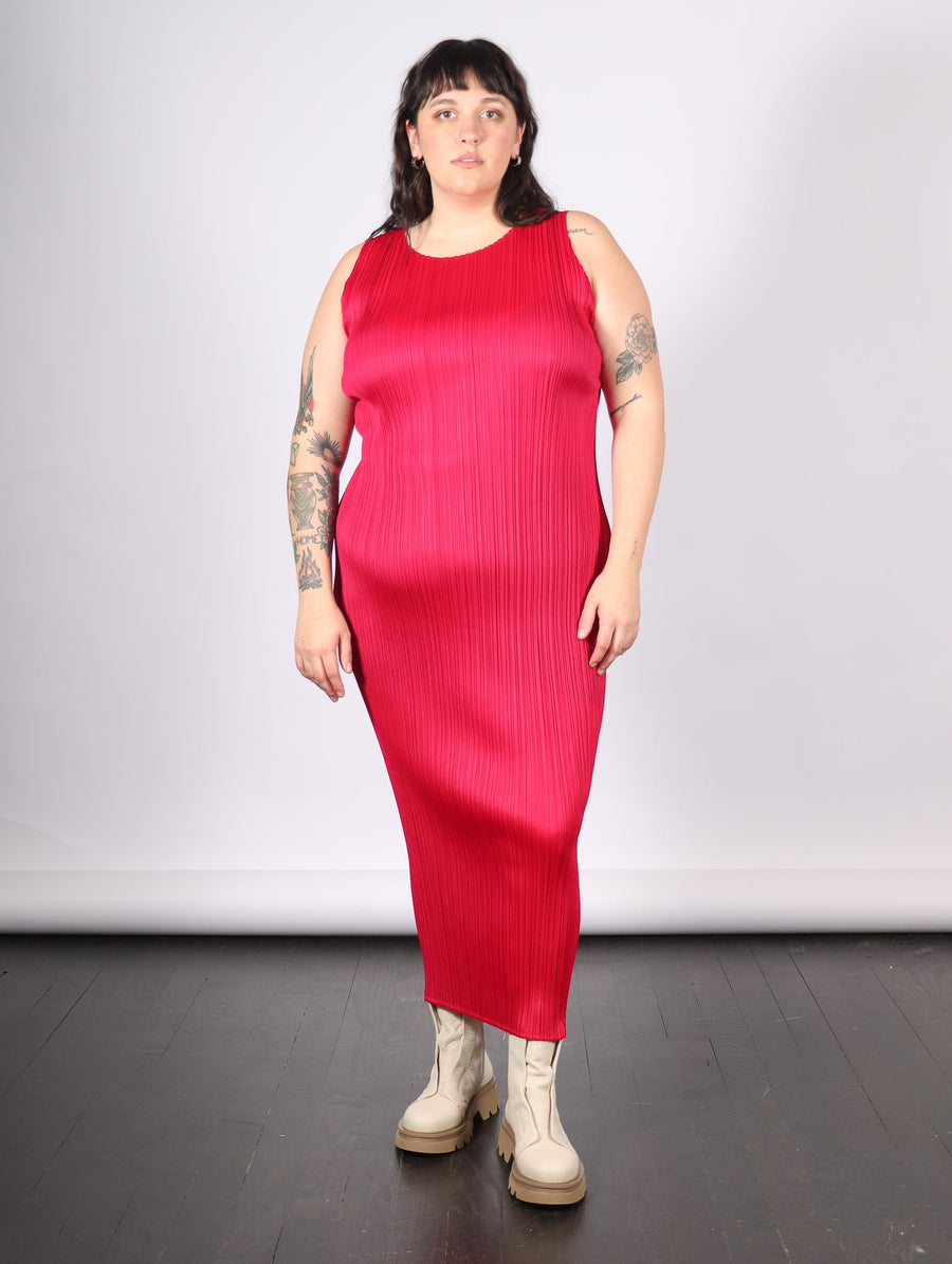 New Colorful Basics 4 Dress in Carmine by Pleats Please Issey Miyake