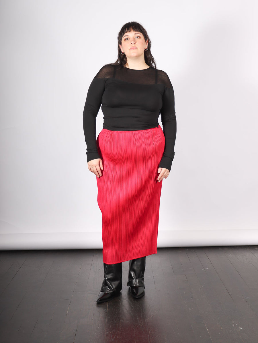 New Colorful Basics 4 Skirt in Carmine by Pleats Please Issey Miyake