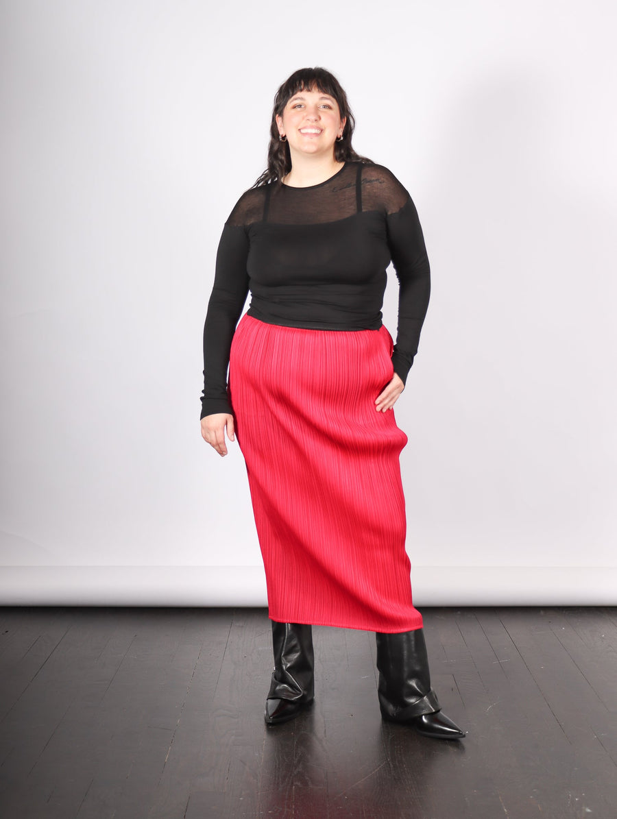 New Colorful Basics 4 Skirt in Carmine by Pleats Please Issey Miyake