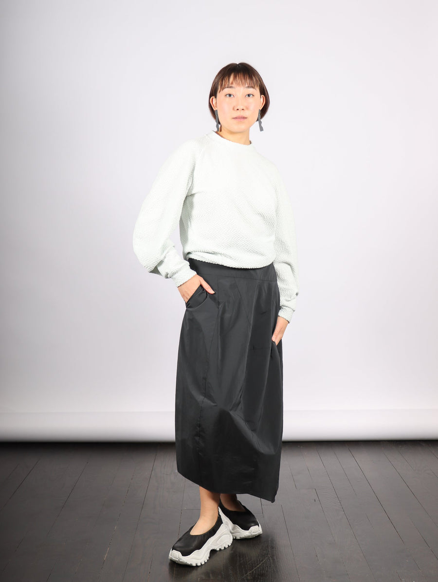 Nylon Asymmetrical Balloon Skirt in Black by Tibi-Idlewild