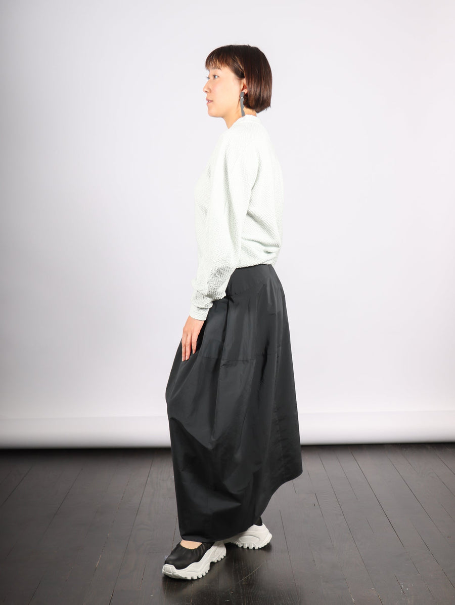 Nylon Asymmetrical Balloon Skirt in Black by Tibi-Idlewild