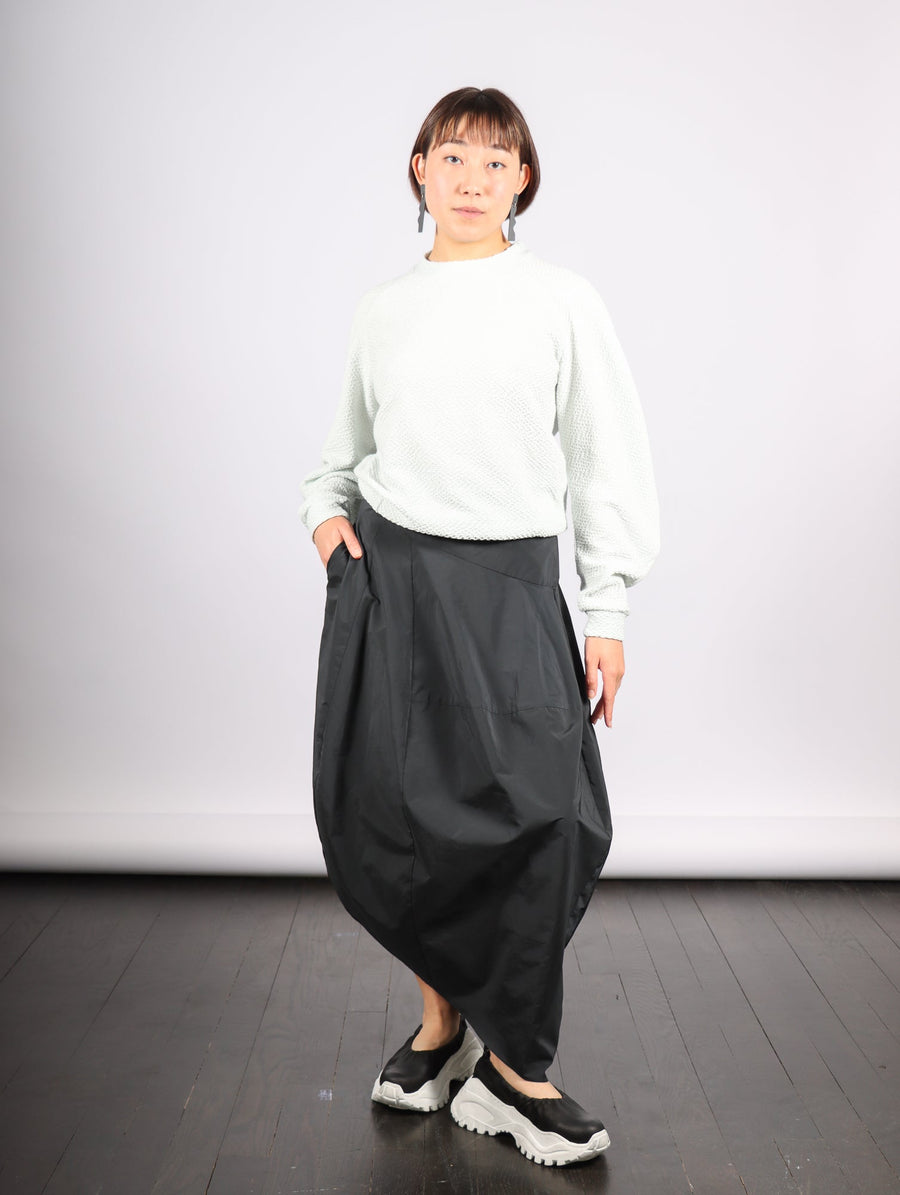 Nylon Asymmetrical Balloon Skirt in Black by Tibi-Idlewild