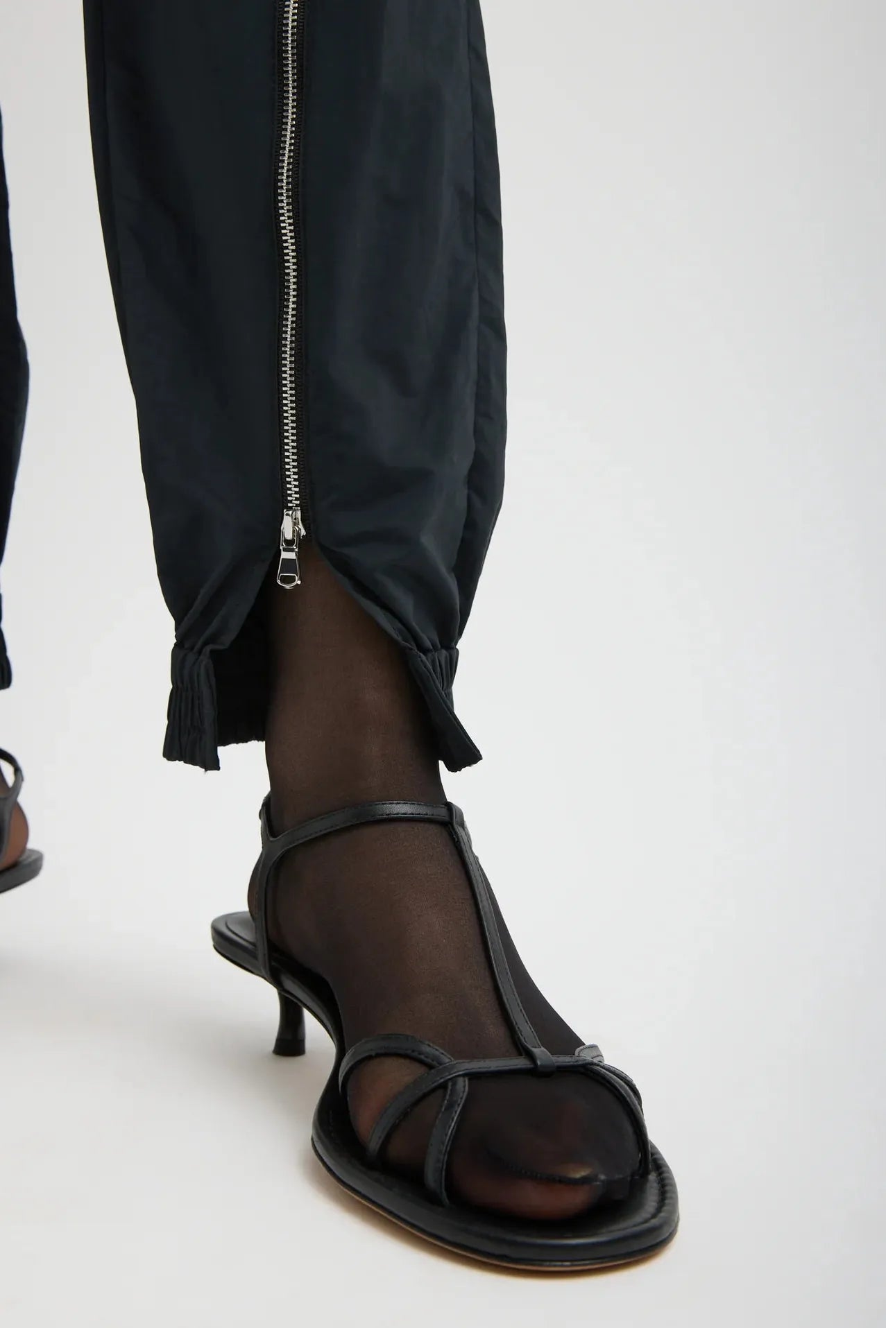 Nylon Zipper Jogger in Black by Tibi-Bottoms-Tibi-Idlewild