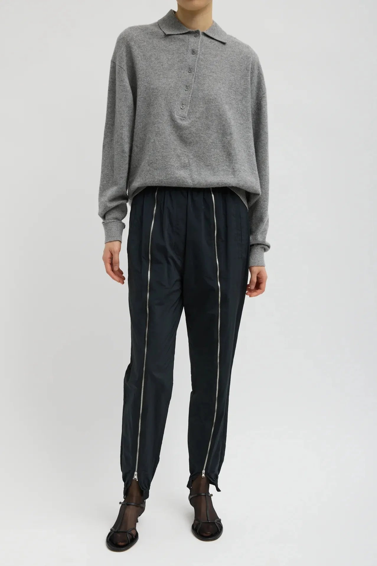 Nylon Zipper Jogger in Black by Tibi-Bottoms-Tibi-Idlewild